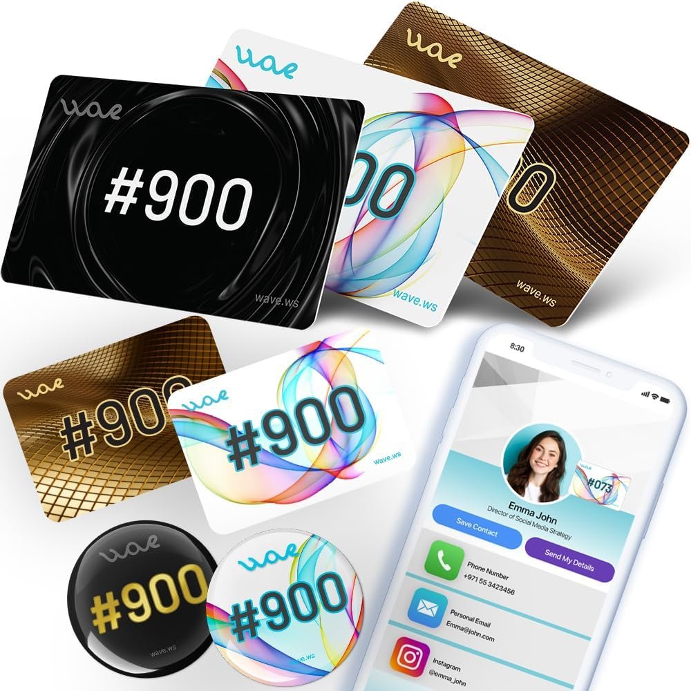 7 Pack Digital Business Card  Smart Tags - No Subscription or App Limits - No Hidden Upgrade Fees - 7 Profiles - Use any or all 7 Smart Contact NFC Cards and Tags