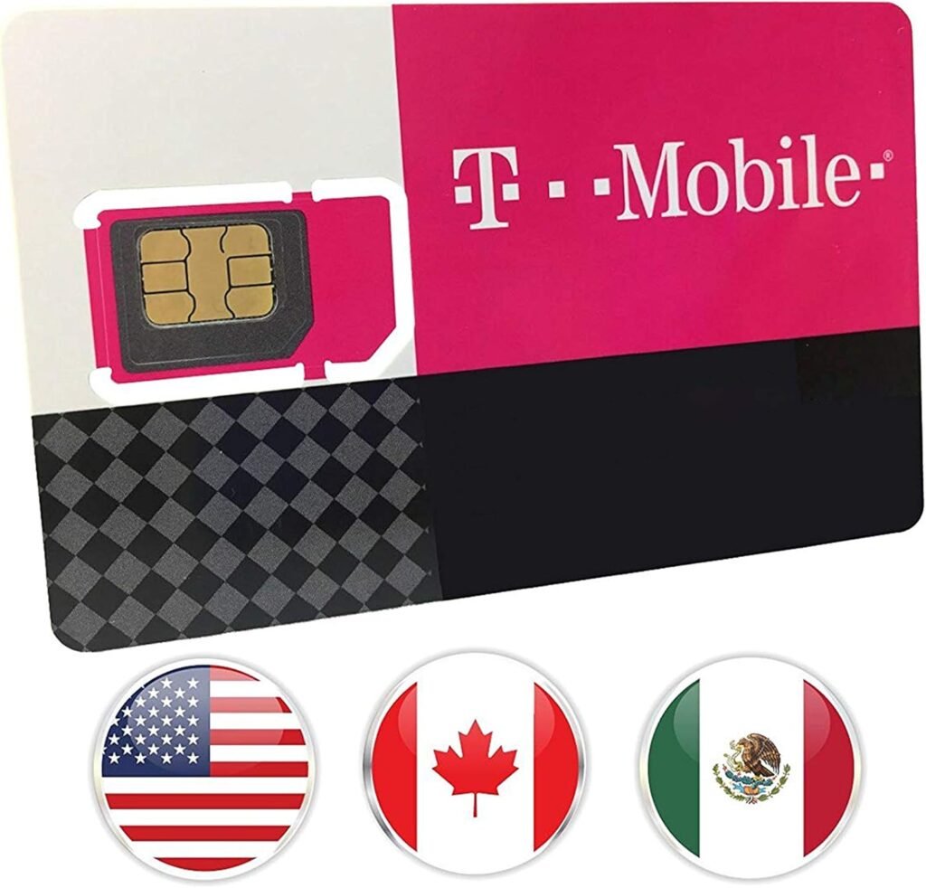 Canada, Mexico and USA Prepaid SIM Card T-Mobile 10GB 4G LTE Data in USA and 5GB Data in Canada and Mexico with Unlimited Talk and Text among and within Canada, Mexico and USA for 30 Days