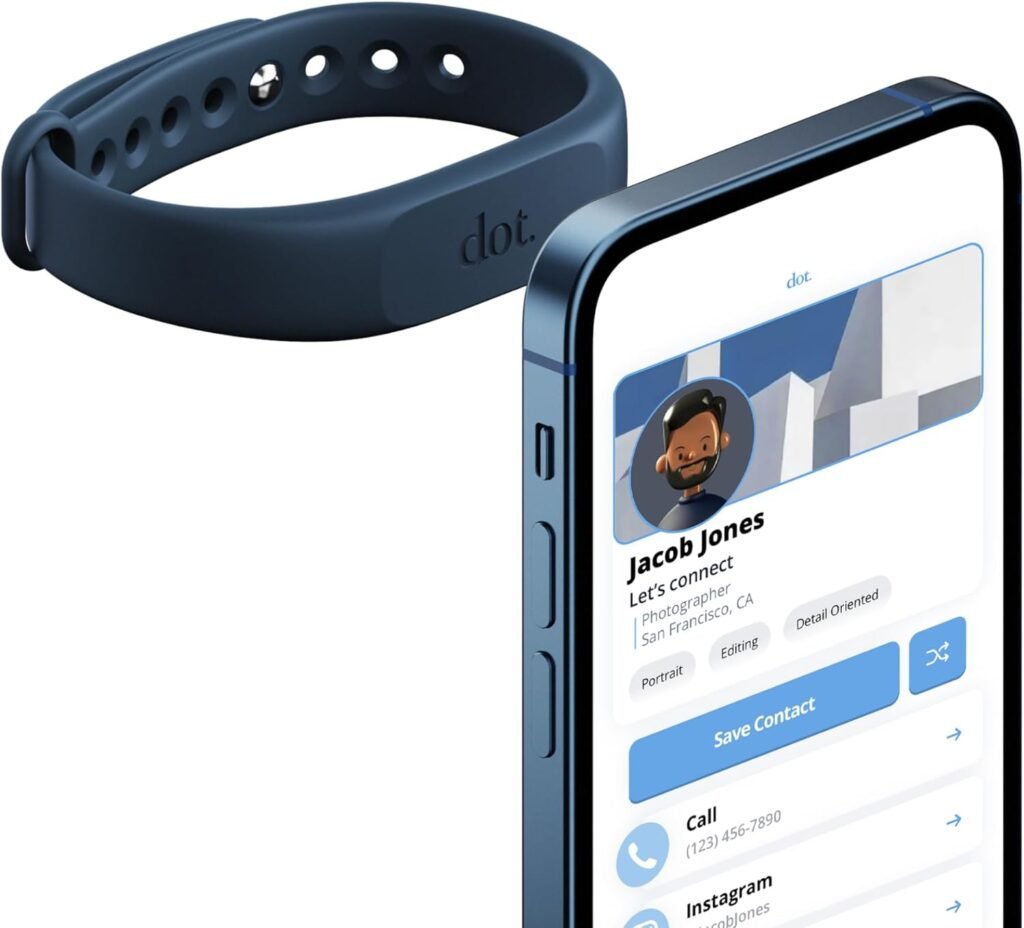 dot. Band - Digital Business Card Wristband - Tap to Share NFC - iPhone  Android (Black)