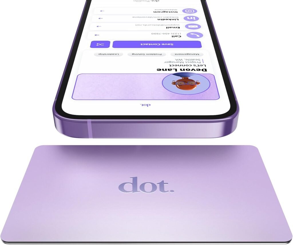 dot. Card Metal - Digital Business Card - Tap to Share NFC - iPhone  Android (Purple)