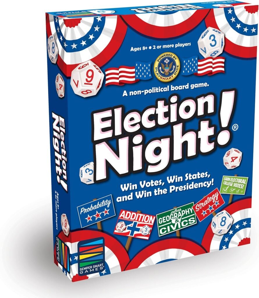 Election Night! Basic Addition Edition: Roll The Dice, Strategically Compete to Win States and Tally 270 Electoral Votes to Win The Presidency!