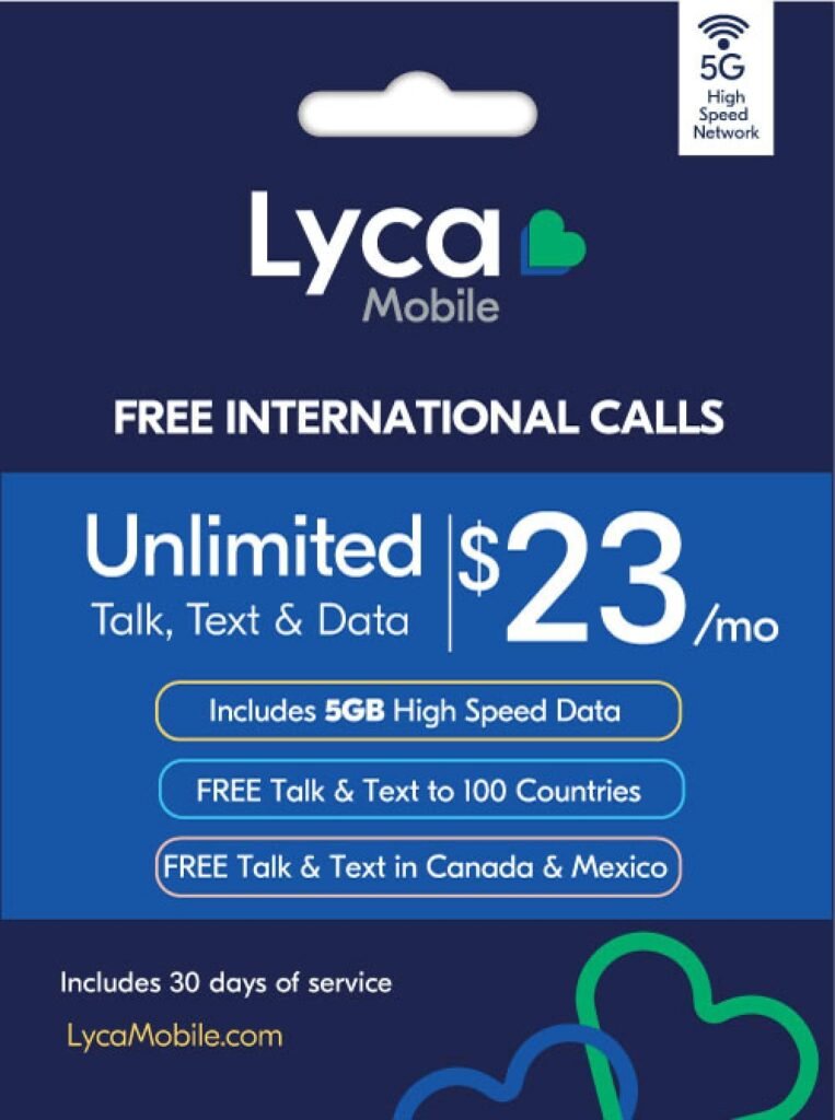 Lyca Mobile Prepaid 5G/4G SIM Card | $19 Plan | Unlimited Talk, Text  Data | 3GB High Speed Data