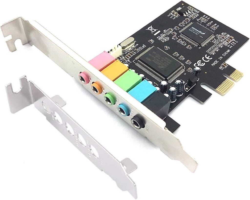Padarsey PCIe Sound Card, 5.1 Internal Sound Card for PC Windows 7 with Low Profile Bracket, 3D Stereo PCI-e Audio Card, CMI8738 Chip 32/64 Bit Sound Card PCI Express Adapter