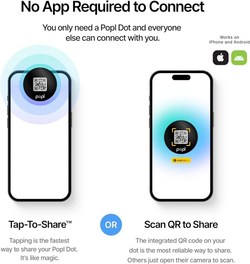 Popl Dot Thin - Digital Business Card for Back of Phone - Tap to Share NFC  QR Code - iPhone  Android (Black)