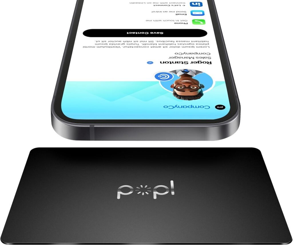 Popl Metal Digital Business Card - Smart NFC Networking Card - Tap to Share - iPhone  Android (Metal Black)