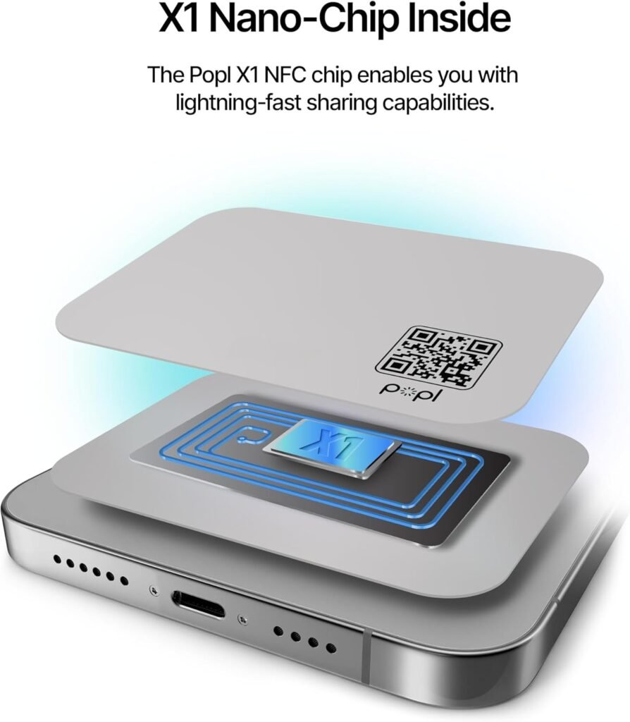 Popl PhoneCard™ Thin - Digital Business Card for Back of Phone - Tap to Share NFC  QR Code - iPhone  Android (Black)