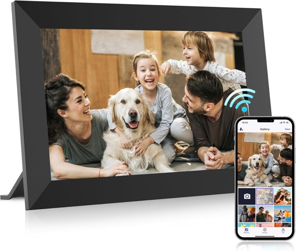 Uhale Digital Picture Frame 32GB Storage 10.1 Inch WiFi Electronic Photo Frame SD Card Slot Desktop IPS Touch Screen HD Display Auto-Rotate Slideshow Share Videos Photos Send Wishes Remotely