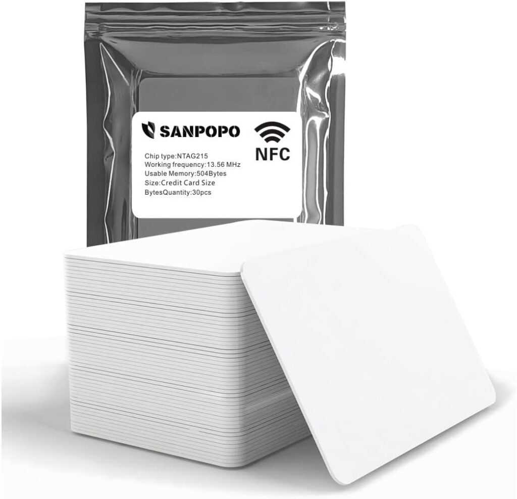 30pcs NFC Cards Blank NFC Tags NFC 215 Cards White NFC Cards Rewritable NFC Tag Android,504 Bytes Memory,Work Perfectly with TagMo and All NFC-Enabled Devices