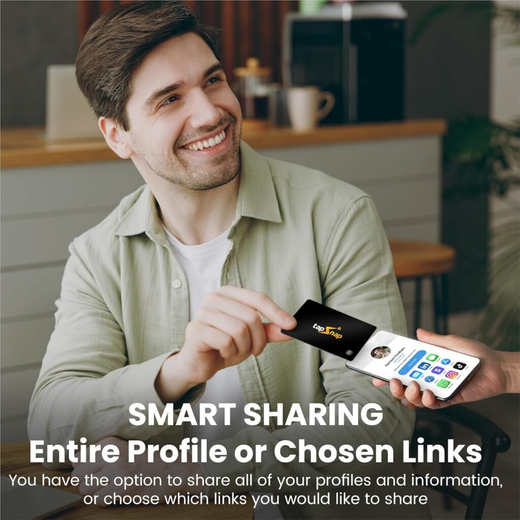 Digital Business Card - No Subscription - Tap to Share - Smart NFC/QR - Custom Business Card - iPhone  Android (Black)