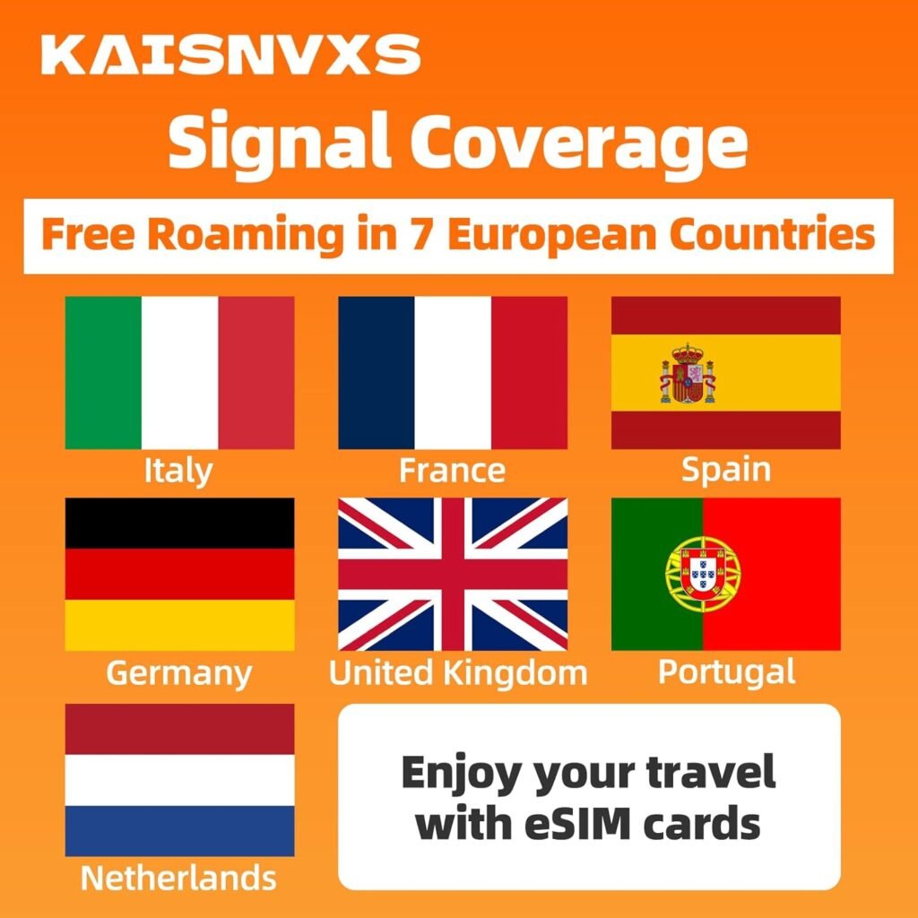 eSIM for Europe Travel 30 Days 10 GB - 4G/5G High Speed Network eSIM Card in 7 Europe Countries (Germany,Netherlands,Italy,Portugal,Spain,United Kingdom,France), Data ONLY, No Voice/SMS