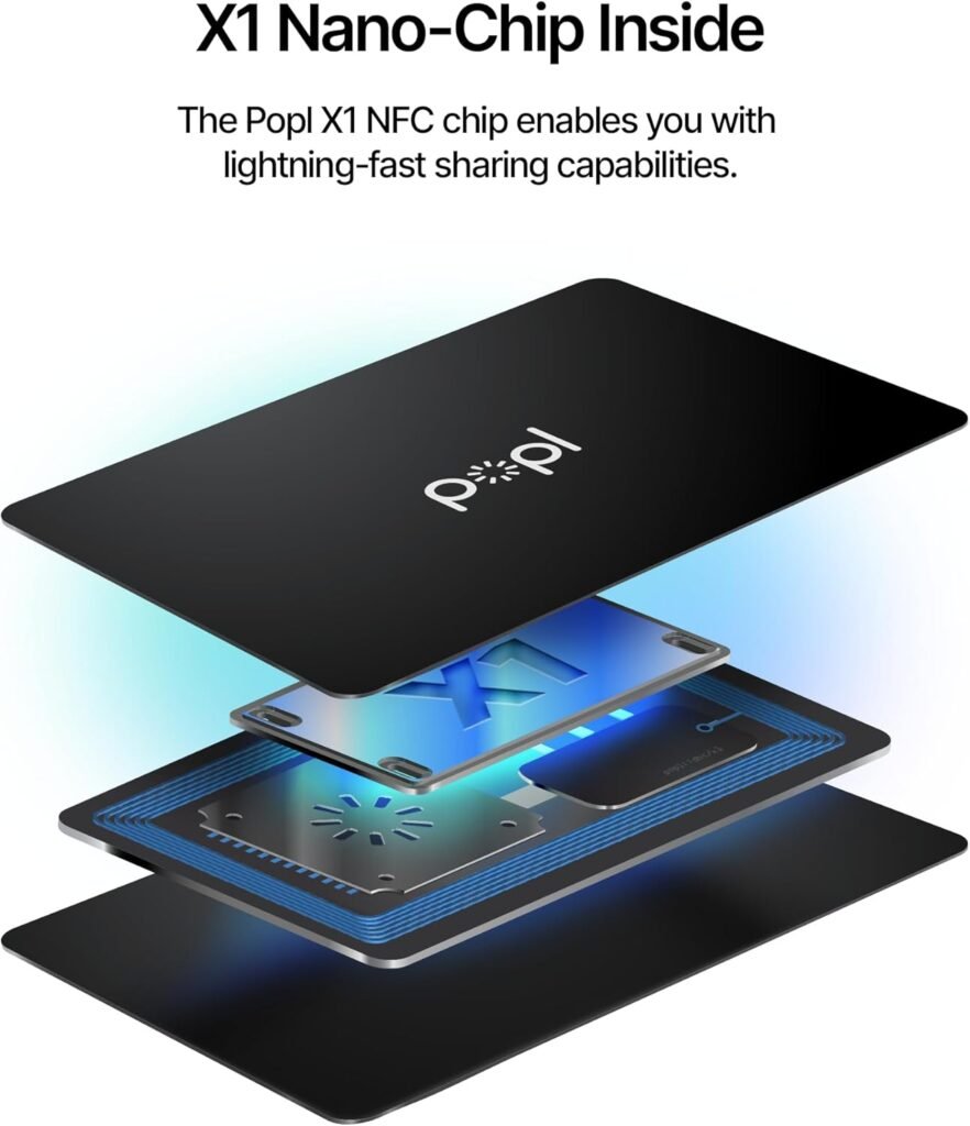 Popl Digital Business Card - Smart NFC Networking Card - Tap to Share - iPhone  Android (Black)