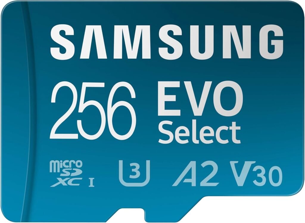 SAMSUNG EVO Select MicroSD Memory Card + Adapter, 256GB microSDXC, Speeds Up to 160 MB/s, UHS-I, C10, U3, V10, A2, Upgrade Storage for Phones, Tablets, Nintendo-Switch, MB-ME256SA/AM
