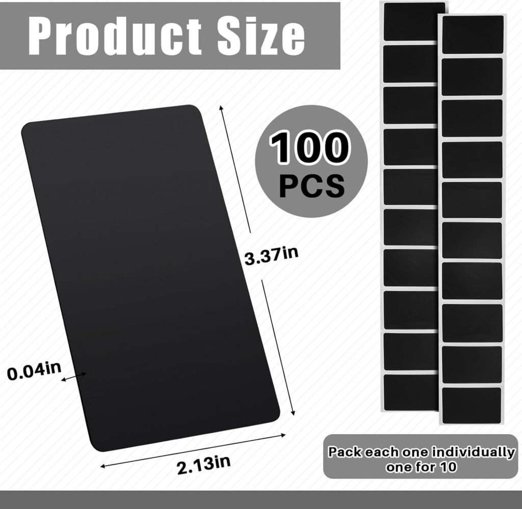 Xuhal 100 NTAG215 NFC Blank PVC Black Cards Chip 504 Bytes Memory Color Cards Digital Programmable NFC Business Card, Compatible with Tagmo All NFC Enabled Smartphones Devices (Rectangular)